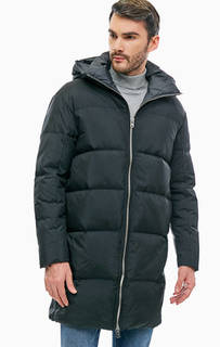 Удлиненный черный пуховик с капюшоном Jack & Jones