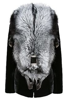 Жакет из овчины с отделкой мехом чернобурки Снежная Королева