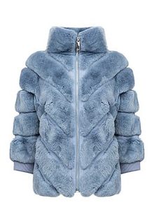 Комбинированная шуба из меха кролика Virtuale Fur Collection