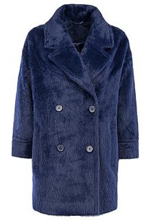 Синее фактурное пальто из ангоры La Reine Blanche