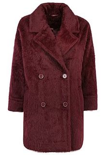 Бордовое фактурное пальто из ангоры La Reine Blanche