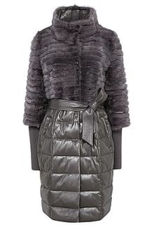 Утепленное кожаное пальто с отделкой мехом норки La Reine Blanche