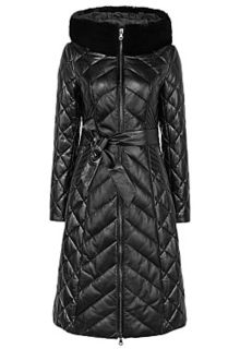 Полупальто из натуральной кожи с отделкой мехом кролика La Reine Blanche