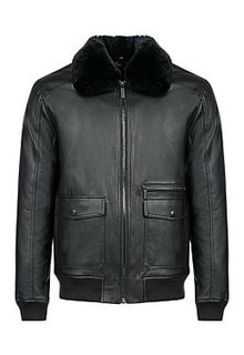 Бомбер из экокожи с отделкой мехом кролика Urban Fashion for men