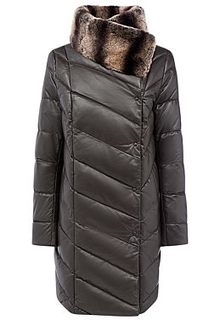 Пальто из натуральной кожи с отделкой мехом кролика La Reine Blanche