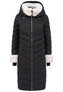 Удлиненный пуховик с отделкой из овчины La Reine Blanche