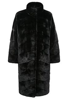 Черная норковая шуба с воротником-стойкой Emfasi Pelle