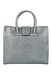 Серая кожаная сумка с тиснением La Reine Blanche