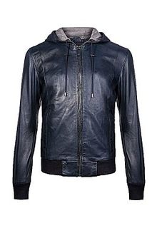 Куртка из натуральной кожи с отделкой трикотажем Urban Fashion for men