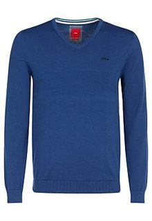 Синий трикотажный джемпер