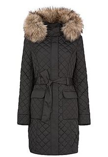 утепленное пальто с отделкой искусственным мехом La Reine Blanche