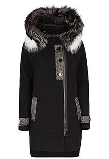 Шерстяное утепленное пальто с отделкой мехом лисы Violanti