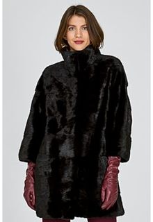 Норковая шуба с отделкой натуральной кожей Flaumfeder