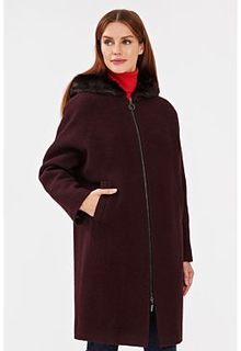 Утепленное пальто с отделкой меховой тканью Pompa