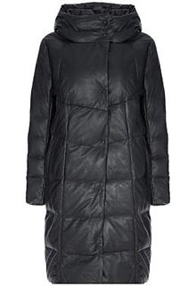 Утепленное кожаное пальто La Reine Blanche