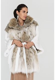 Комбинированная шуба из аукционного меха норки KOPENHAGEN FUR и рыси Emfasi Pelle
