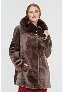 Шуба из мутона с отделкой мехом норки Снежная Королева