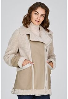 Комбинированная дубленка из овчины La Reine Blanche