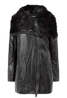 Утепленная куртка из натуральной кожи с отделкой мехом ондатры LE Monique