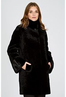 Шуба из мутона с отделкой мехом норки Снежная Королева