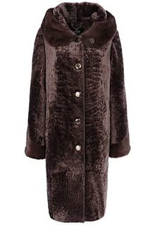 Шуба из мутона с отделкой мехом норки Снежная Королева