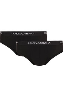 Комплект из двух хлопковых брифов с широкой резинкой Dolce & Gabbana