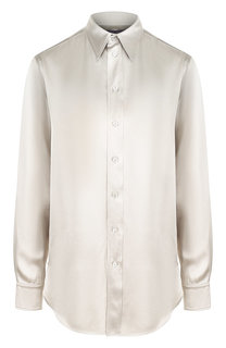 Однотонная шелковая блуза с отложным воротником Ralph Lauren