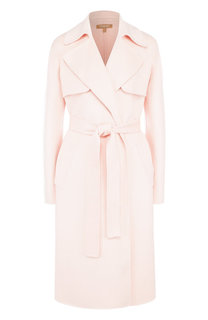 Однотонное шерстяное пальто с поясом Michael Kors Collection