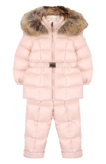 Комплект из пуховой куртки и комбинезона на подтяжках Moncler Enfant