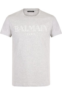 Хлопковая футболка с принтом Balmain