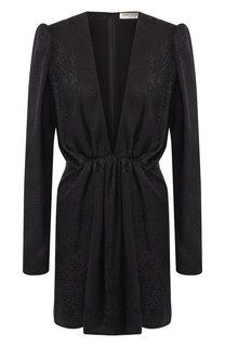 Шелковое мини-платье с глубоким вырезом Saint Laurent