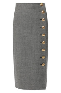 Шерстяная юбка-миди с контрастными пуговицами Escada