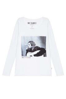 Белый лонгслив с фотопринтом Trouper — Kurt Kobain