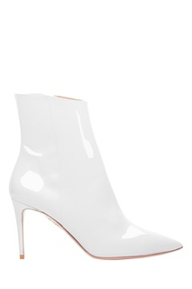 Белые лаковые ботильоны Alma Bootie 85 Aquazzura