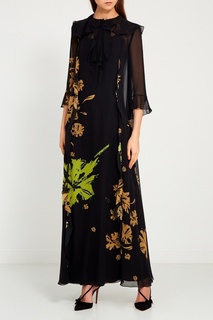 Черное платье-макси с цветами Chapurin