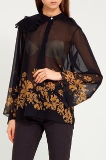 Черная блузка с цветами Chapurin