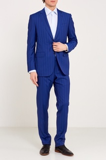 Синий костюм в полоску Canali