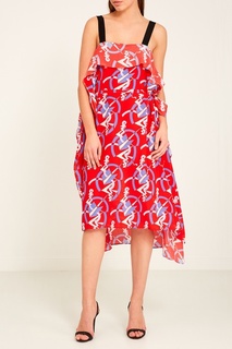 Красное платье-миди Msgm