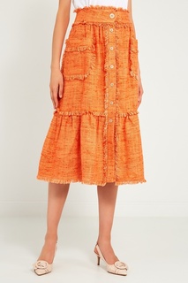 Оранжевая юбка с бахромой Laroom