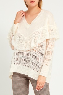 Комбинированный белый пуловер с оборкой Stella Mc Cartney