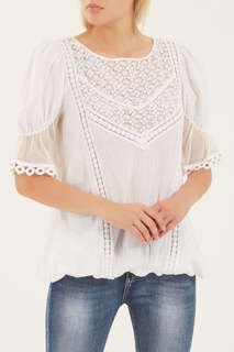 Удлиненная белая блузка с отделкой High