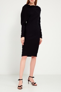 Платье из шерсти с драпировкой Lanvin