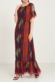 Длинное платье с комбинированным принтом Diane von Furstenberg