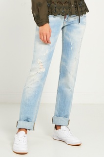 Голубые джинсы с потертостями Dsquared 2