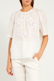 Белая блузка с вышитой Isabel Marant