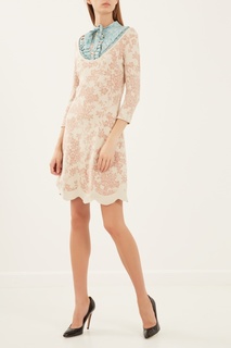 Бежевое платье с цветочным узором Elisabetta Franchi