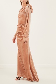 Розовое бархатное платье Elisabetta Franchi