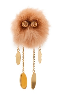 Золотистые серьги с мехом Elisabetta Franchi