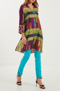 Разноцветное шелковое платье-туника Etro