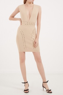 Бежевое платье с люверсами Elisabetta Franchi